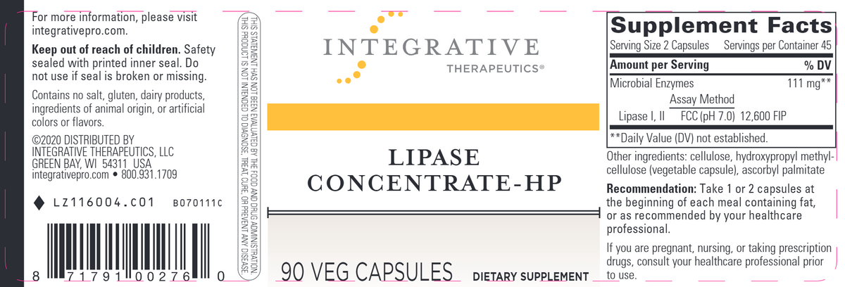 Lipase Concentrate-HP 90 Vegcaps - Special Order