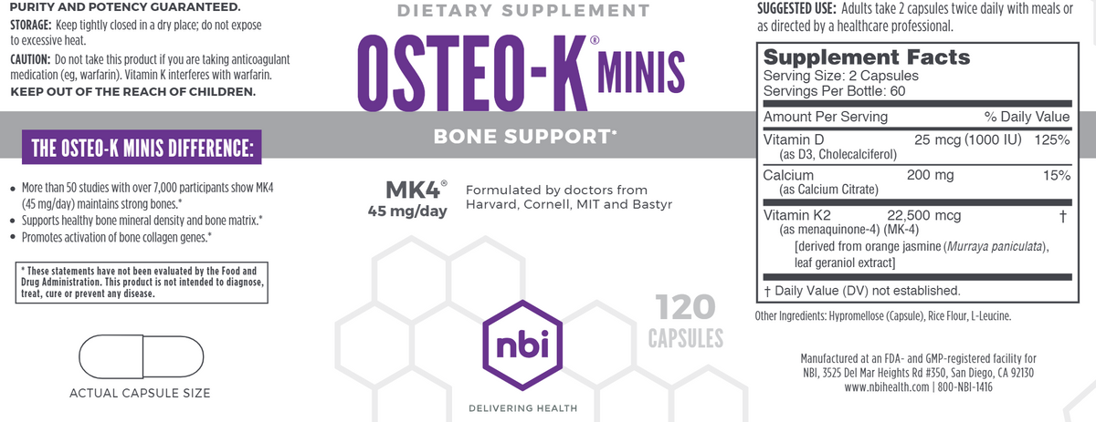 Osteo-K Minis 120 vegcaps (Alternative to Osteoprime Ultra)