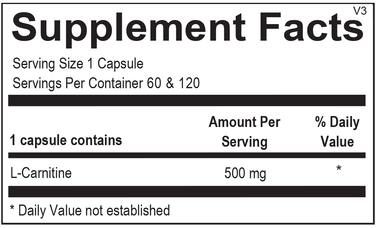 L Carnitine 120 capsules (Previously carried L Carnitine by Pure)