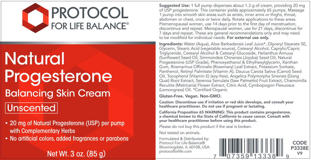 Progesterone Cream 3 oz. Unscented