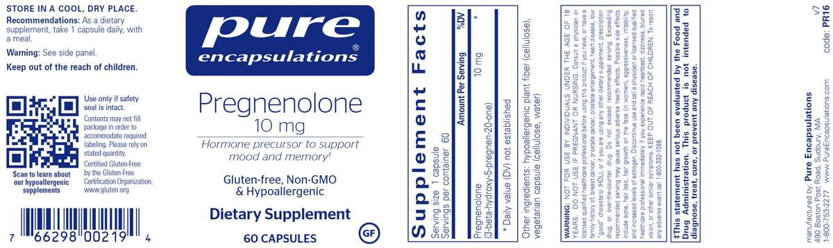 Pregnenolone 10 mg. 60 Capsules