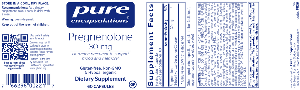 Pregnenolone 30 mg. 60 Capsules